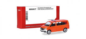 Herpa 014403 VW T6.1 Fensterbus mit geschlossener Heckklappe tagesleuchtrot 1:87 Spur H0 Bausatz