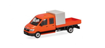 Herpa 099141 MAN TGE Doppelkabine mit Pritsche und Halbplane Baustellenabsicherung kommunalorange 1:87 Spur H0