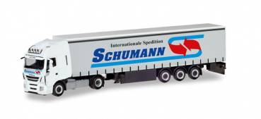 Herpa 310048 Iveco Stralis XP Gardinenplanensattelzug "Spedition Schumann" 1:87 Spur HO