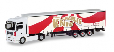 Herpa 310154 MAN TGA XXL Gardinenplanensattelzug "Zirkus Charles Knie" 1:87 Spur HO