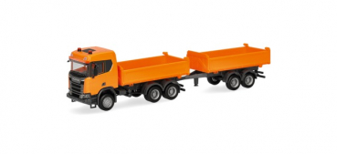 Herpa 321679 Scania CR ND XT Baukipperhängerzug kommunalorange 1:87 Spur H0