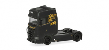 Herpa 321877 Scania CS 20 Hochdach 2-achs Solozugmaschine mit Lampenbügel und Rammschutz schwarz 1:87 Spur H0