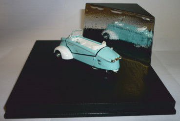 Preview: Vitesse L030 Messerschmitt KR 200 Kabinenroller Cabrio türkis / weiß 1:43