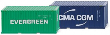 Wiking 001814 Zubehörpackung 20ft Container (NG) "Evergreen" + "CMA CGM" 1:87 Spur H0