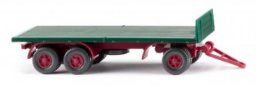 Wiking 044702 3-achs Flachpritschen-Anhänger 1962 - 1978 moosgrün 1:87 Spur H0