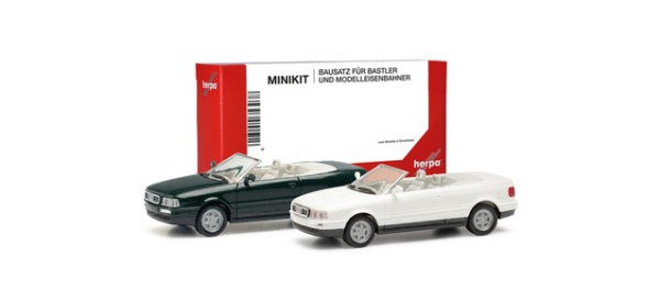 Herpa 012287-007 Audi Cabrio mintgrün und alpinweiß 1:87 Spur H0 Bausatz