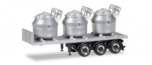 Herpa 076838 3-achs Soloauflieger mit Aluminiumtiegeln 1:87 Spur HO