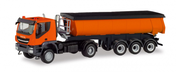 Herpa 311373 Iveco Trakker 4x4 Thermomuldensattelzug kommunalorange 1:87 Spur H0
