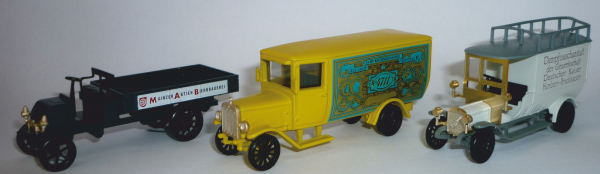 Märklin 1889 3er-Set historische LKW Mainzer Aktien Bierbrauerei, 4711, Dampfwaschanstalt