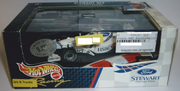 Mattel Hot Wheels Racing 22810 Stewart Ford SF2 Rubens Barrichello 1998 1:43