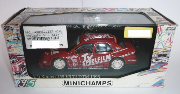 Minichamps 430950212 Alfa Romeo 155 V6 TI Präsentation DTM 1995 TV-Spielfilm Team Schübel Michele Alboreto 1:43