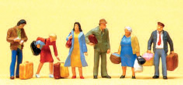 Preiser 10114 Figurenset Wartende Reisende 6 bemalte Figuren 1:87 Spur H0