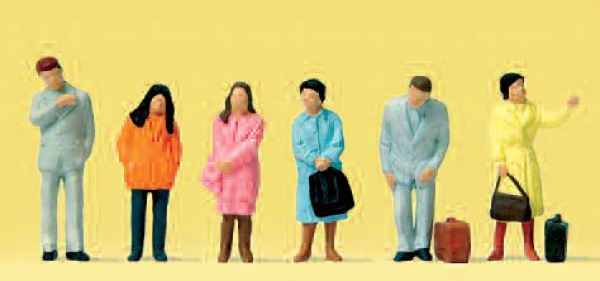 Preiser 14121 Figurenset Wartende Reisende 6 bemalte Figuren 1:87 HO