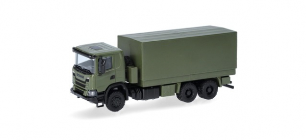 Herpa Military 747370 Scania XT17 3-achs Pritsche-/Planen-LKW 6x6 Bundeswehr bronzegrün 1:87 Spur H0