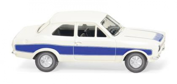 Wiking 020306 Ford Escort 3-türig 1968 - 1974 weiß mit blauem Streifen 1:87 Spur H0