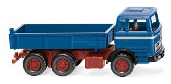 Wiking 042407 MB Frontlenker 3-achs Flachpritschenkipper 1971 - 1974 azurblau 1:87 Spur H0