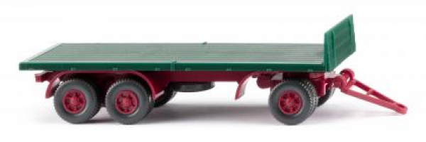 Wiking 044702 3-achs Flachpritschen-Anhänger 1962 - 1978 moosgrün 1:87 Spur H0