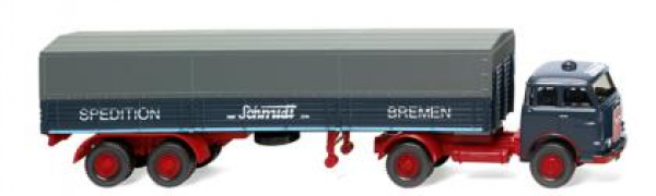 Wiking 051404 MAN Pausbacke Pritsche-/Planensattelzug 1960 - 1967 "Spedition Schmidt" 1:87 Spur H0