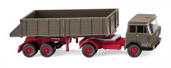 Wiking 067710 Hanomag Henschel Hinterkippersattelzug 1969 - 1971 beigegrau 1:87 Spur H0