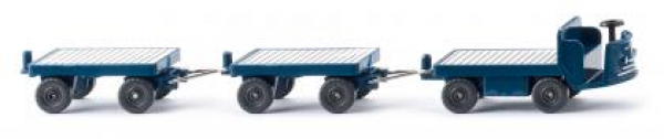 Wiking 116004 Elektrokarren mit Anhängern 1956 - 1969 grünblau 1:87 Spur H0