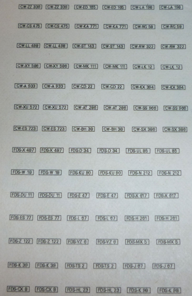 Decalsatz KFZ-Kennzeichen Bundesrepublik Deutschland Landkreis Calw + Freudenstadt 1:87