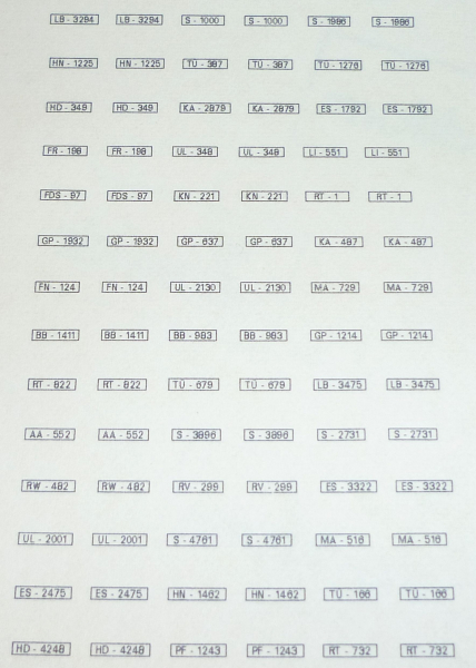 Decalsatz KFZ-Kennzeichen Bundesrepublik Deutschland Behördenkennzeichen Baden-Württemberg 1:87 Spur H0