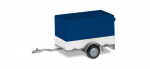 Herpa 051576-006 1-achs PKW-Planenanhänger blau/weiß 1:87 Spur H0