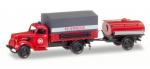 Herpa 307956 Ford V 3000 Pritsche-/Planen-LKW mit Tankanhänger Feuerwehr 1:87 HO